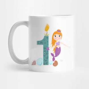 Cute little mermaid first birthday Mug